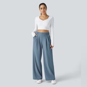 NWT Halara Flex™ High Waisted Pocket Wide Leg Waffle Work Pants Small Tall